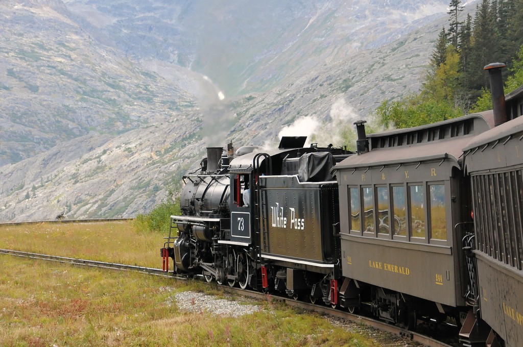 Taken on the White Pass & Yukon Railroad Steam Engine # 73, between Skagway, Alaska and Fraser, British Columbia. Photo by Robert Kramer/Flickr