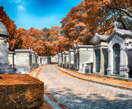 Pere Lachaise Cemetery at autumn.