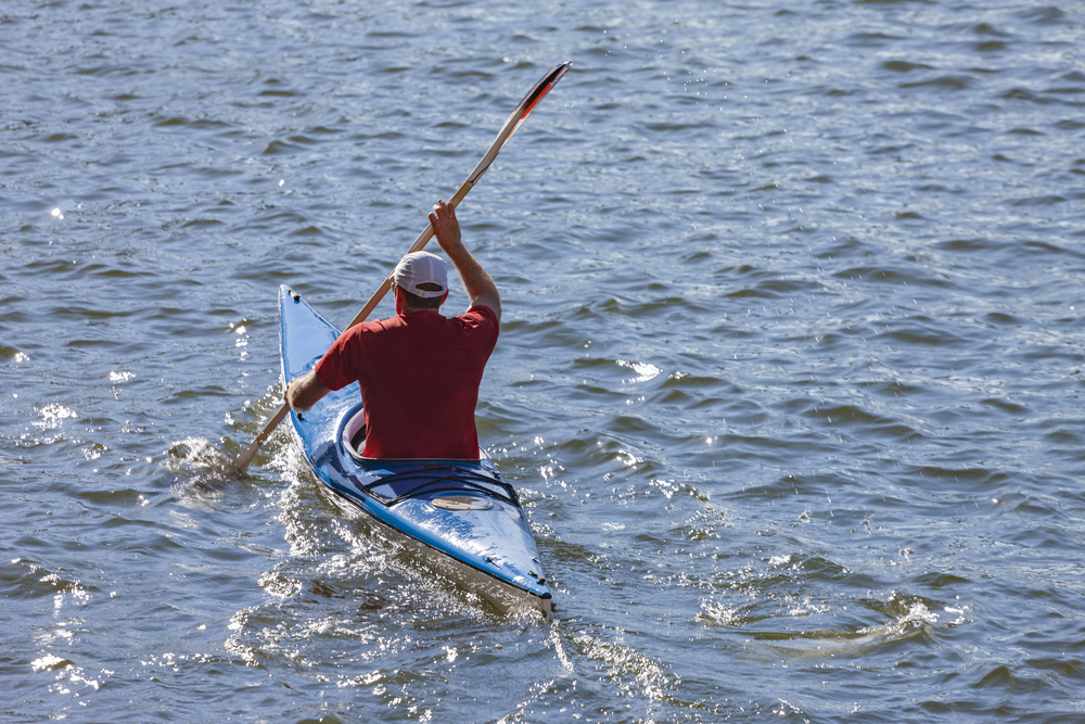 Man kayaking on Brisbane river