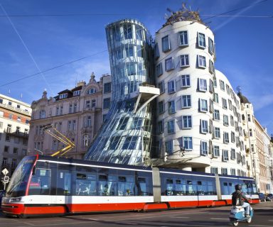Dancing house, modern architecture design. Prague, Czech Republic