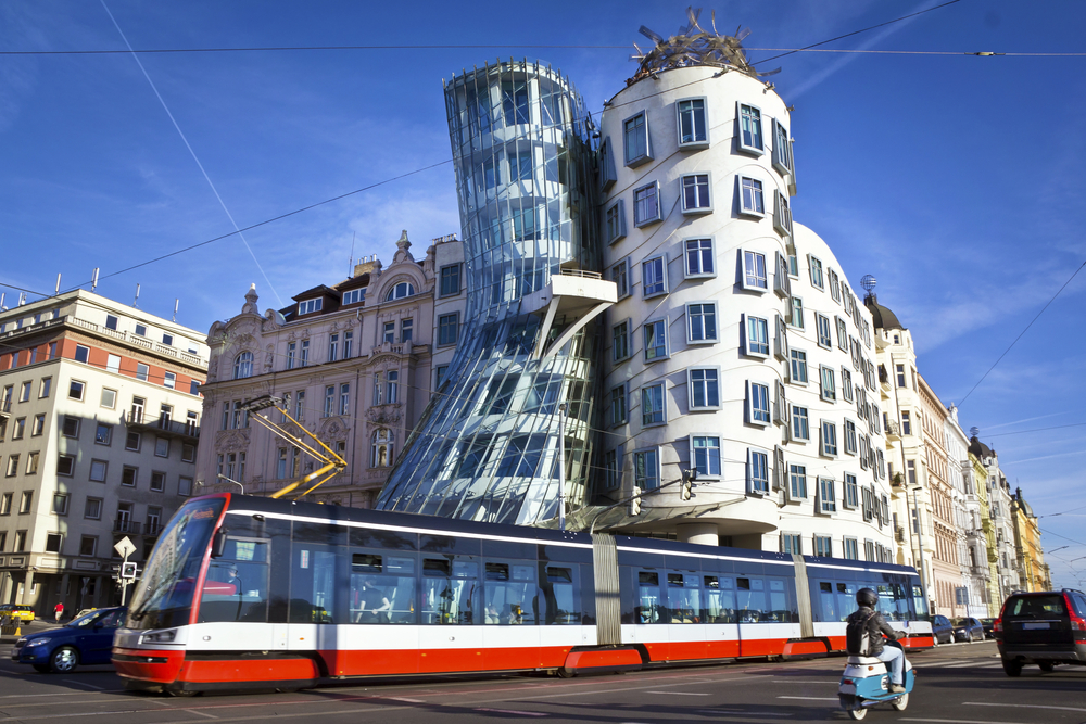 Dancing house, modern architecture design. Prague, Czech Republic