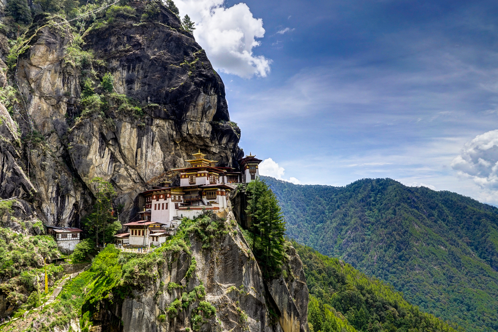 View to Famous Tigers Nest Temple in Bhutan