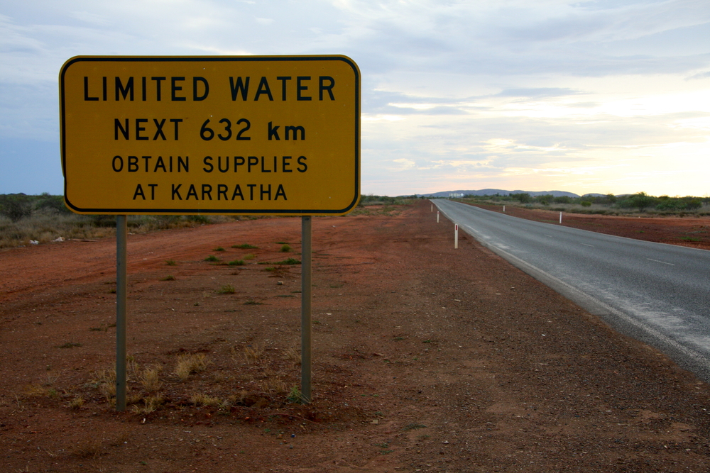 Roadsign outside Karratha, Nort Western Territory, Australia