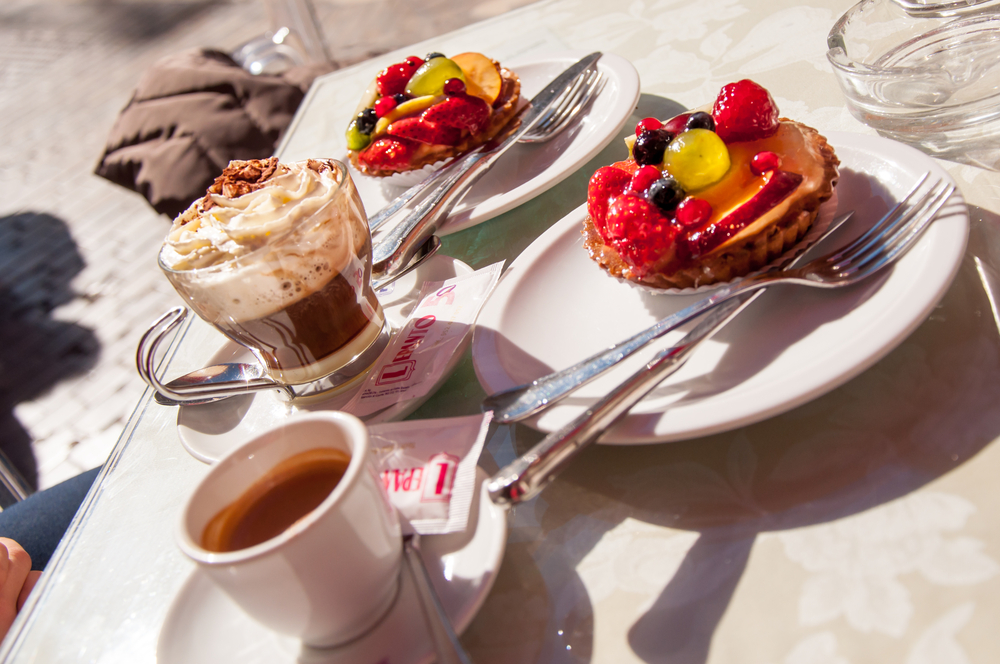 Coffee, cream, fruit tarts and lots of sunlight in Malaga, Spain