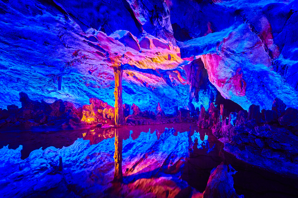 Reed Flute Cave in Guilin, Guangxi, China.